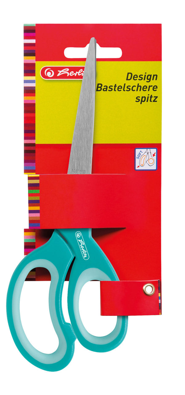 Herlitz-Rechtshander-Design-Bastelschere-spitz-17cm-10801728-tuerkis_mint-4008110299532-ovp-Schere-lafueliki