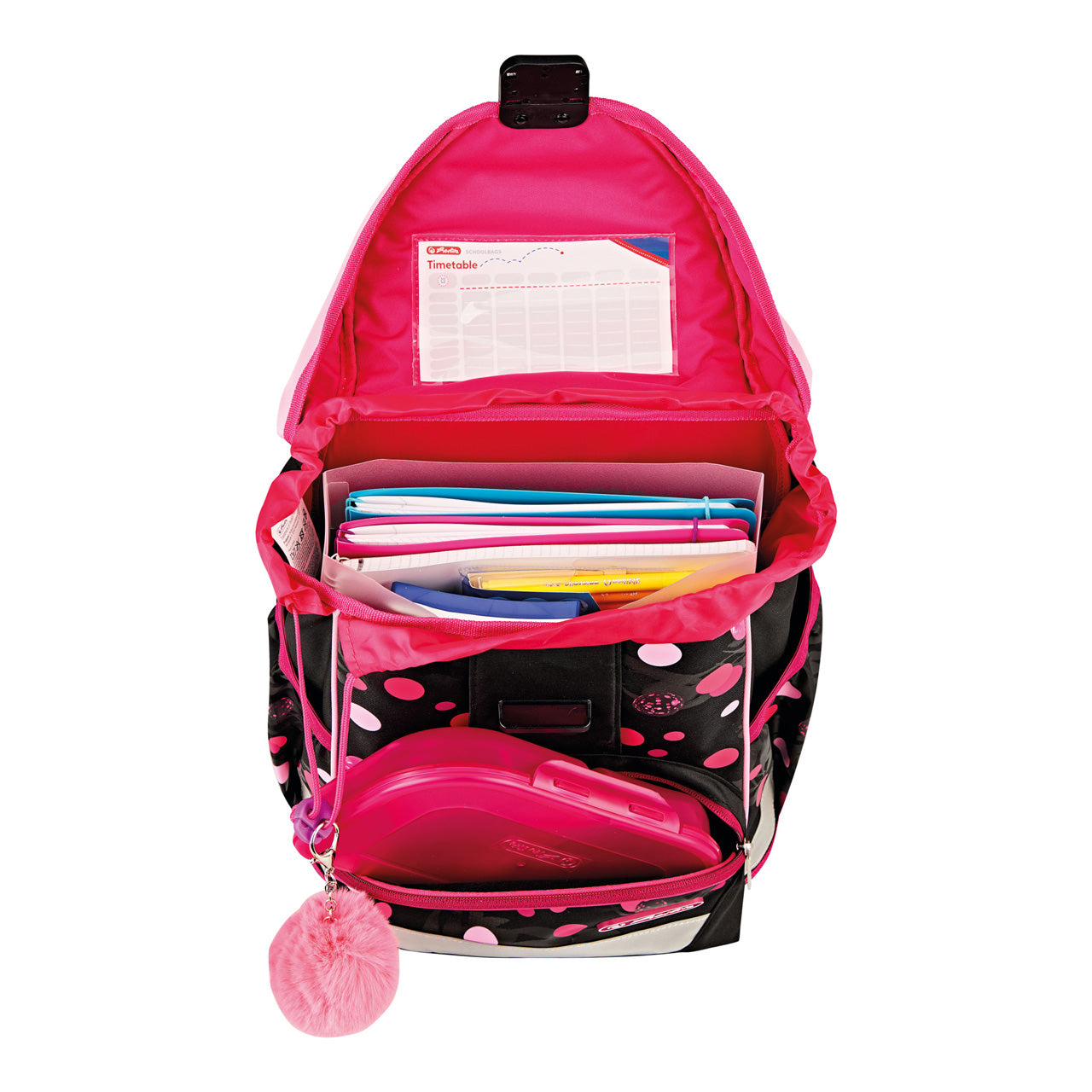 Herlitz-Schulranzen-Ultra-light-Plus-cats-dots-katze-ranzen-offen-mit-Inhalt-4008110347421-lafueliki