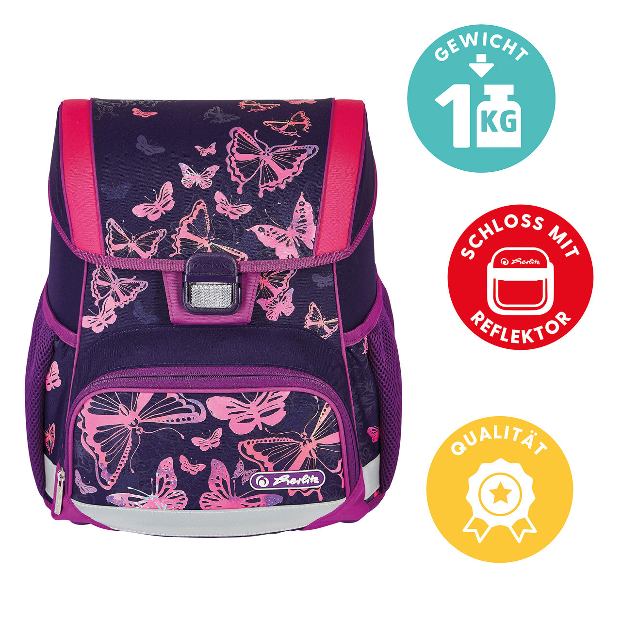 Herlitz-Schulranzen-UltraLight-Plus-Schmetterlinge-lila-vorderseite-mit-icons-lafueliki
