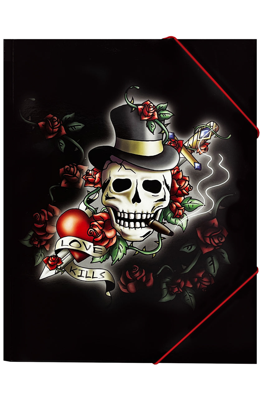 Kum-Sammelmappe-A4-LOVE-KILLS-totenkopf-zeichenmappe-pappe-lafueliki