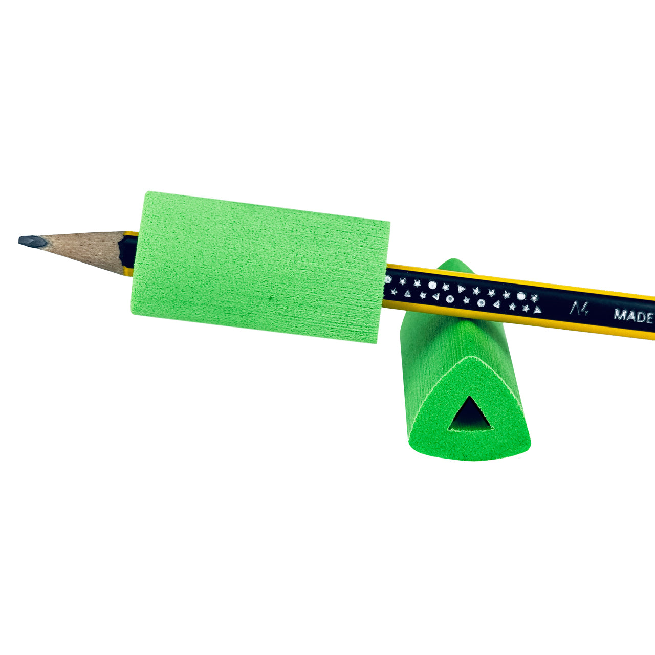 LAFUELIKI-Dreikant-Schreibhilfe-klein-gruen-auf-Staedtler-noris-bleistift