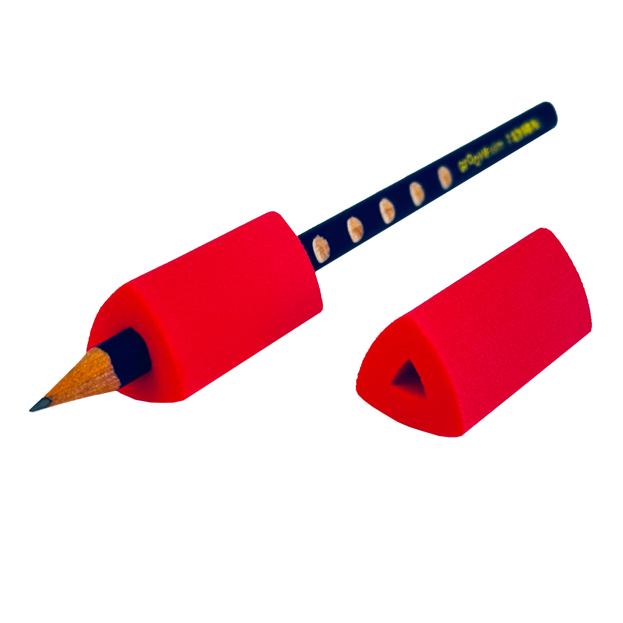 LAFUELIKI-Dreikant-Schreibhilfe-rot-auf-bleistift-duenn