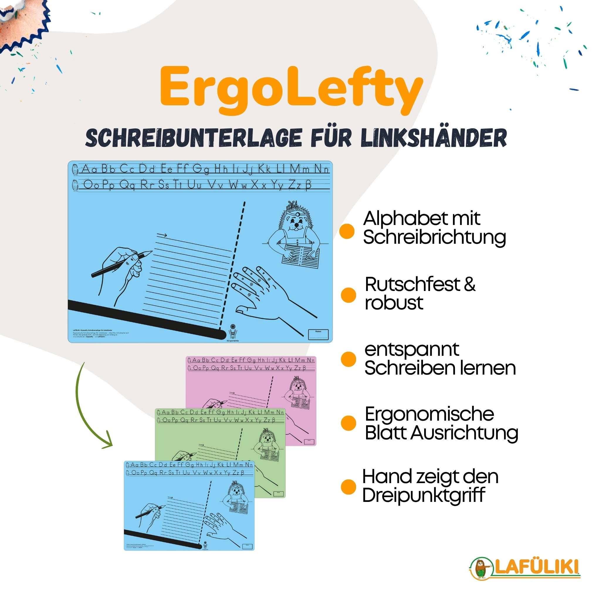LAFueLIKI-ErgoLefty-Schreibunterlage-fuer-Linkshaender-Vorteile-USP-3700