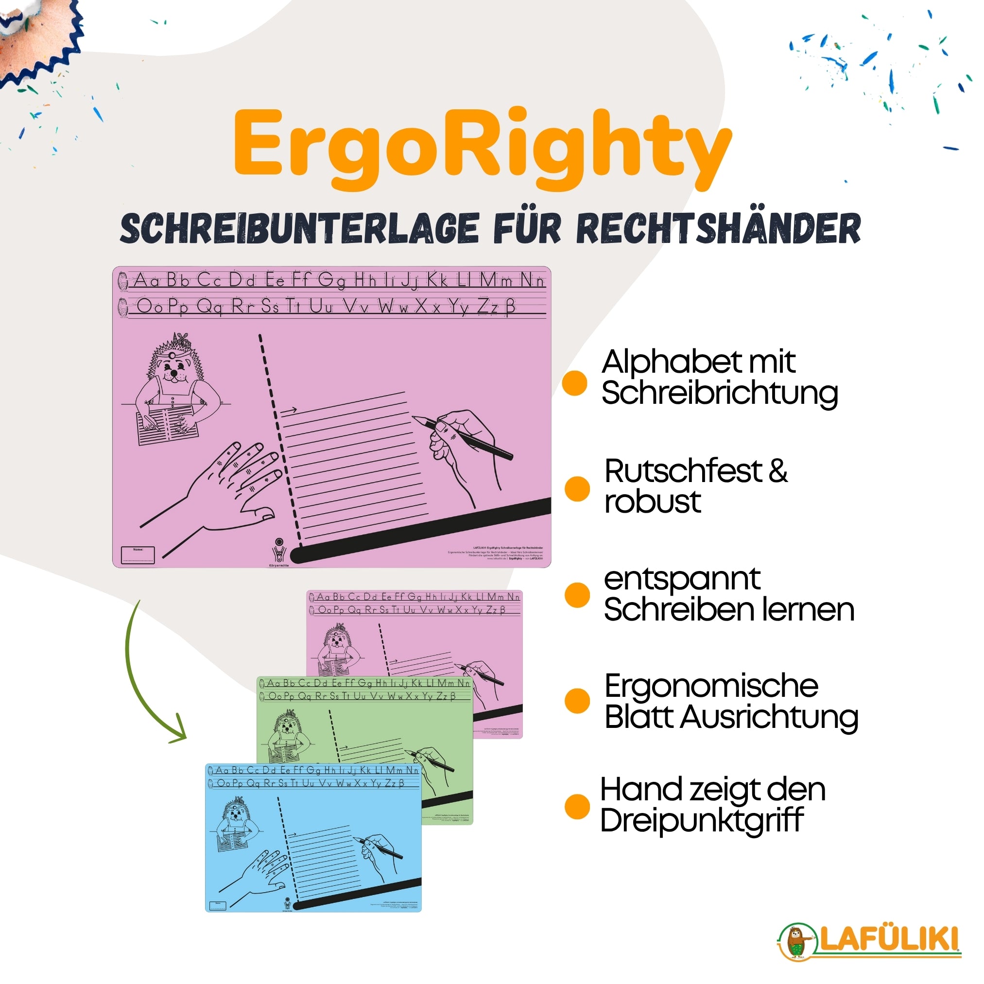 LAFueLIKI-ErgoRighty-Schreibunterlage-fuer-Rechtshaender-Vorteile-USP-3800