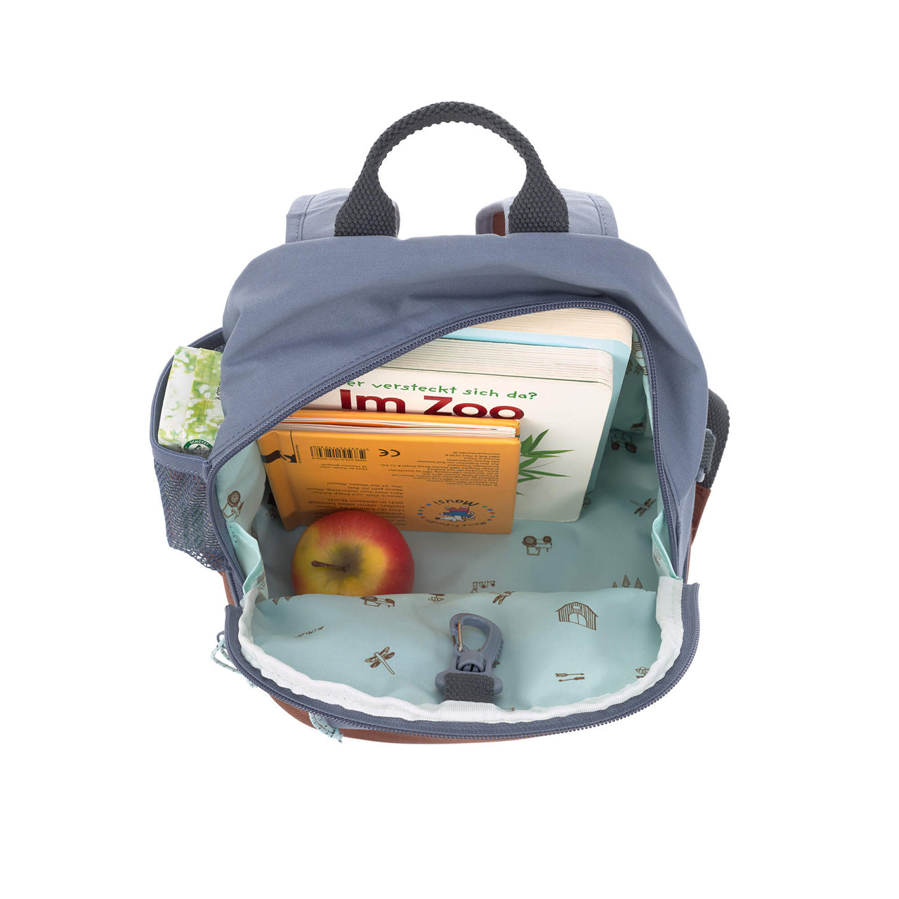 Laessig-Kindergartenrucksack-Adventure-Traktor-blau-offen-mit-inhalt-1203001496-lafueliki