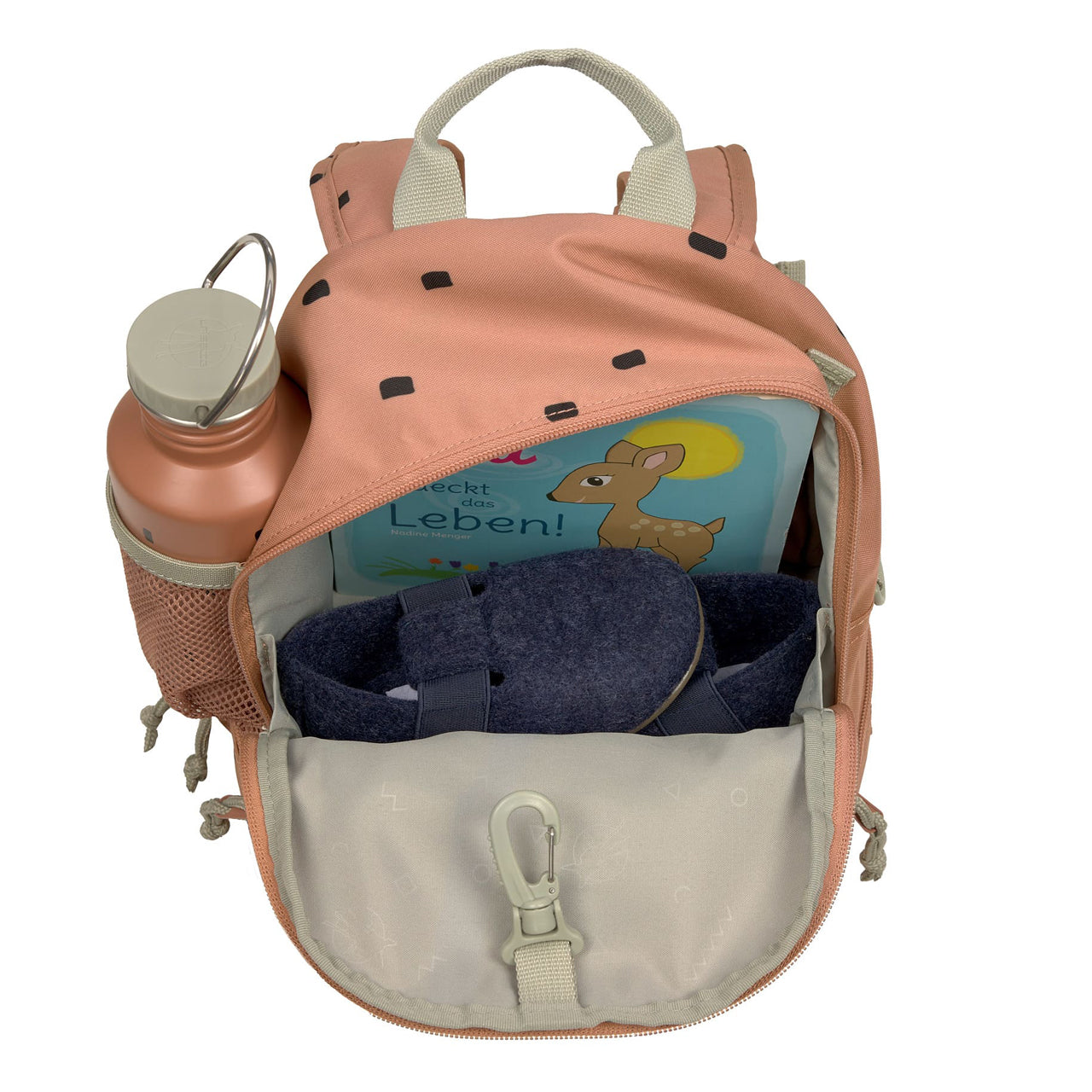 Laessig-Kindergartenrucksack-kiga-kita-rucksack-Happy-Prints-caramel-1203001354-mit-inhalt-lafueliki