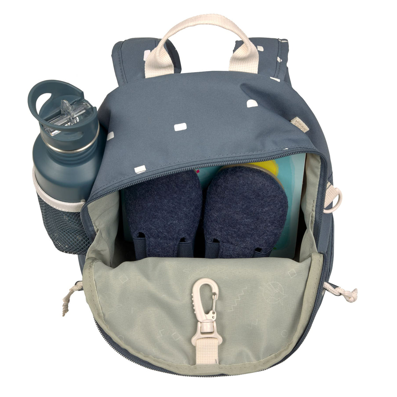 Laessig-Kindergartenrucksack-kiga-kita-rucksack-Happy-Prints-midnight-blue-1203001083-mit-inhalt-lafueliki