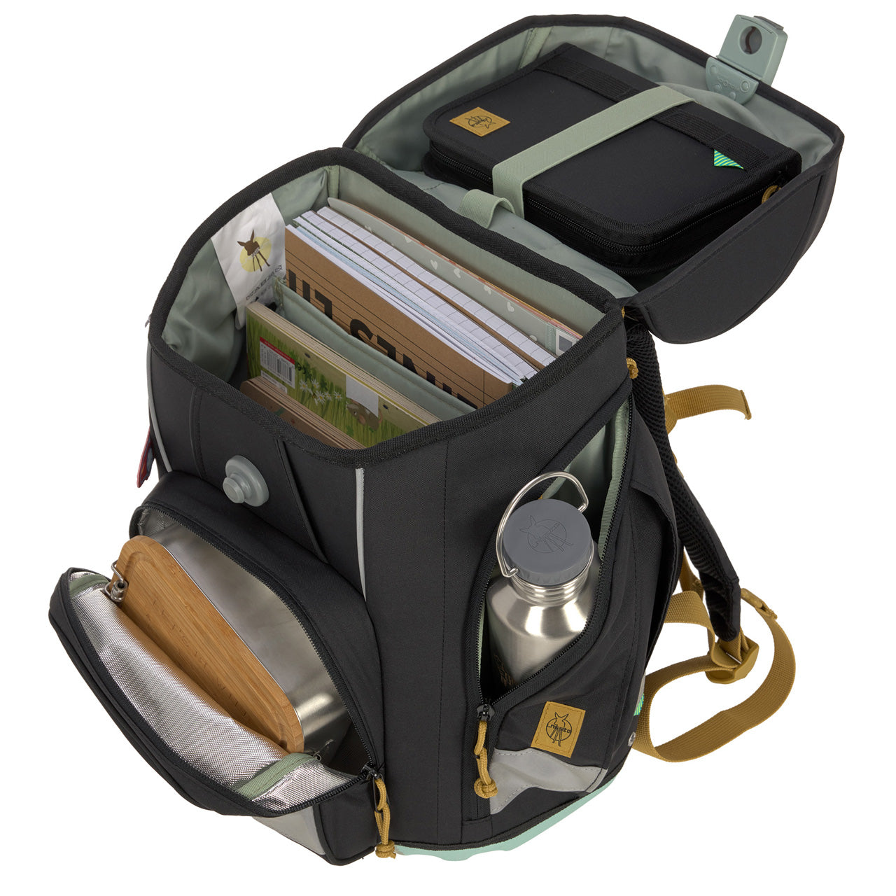 Laessig-Schulranzen-Set-Boxy-Unique-Black-schwarz-7-teilig-ansicht-mit-inhalt-1205015000-lafueliki