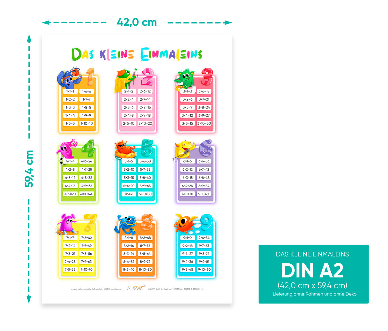 Lernposter-1x1-Das-kleine-Einmaleins-DIN-A2-1516-Lernhilfe-ALLEOVS-lafueliki