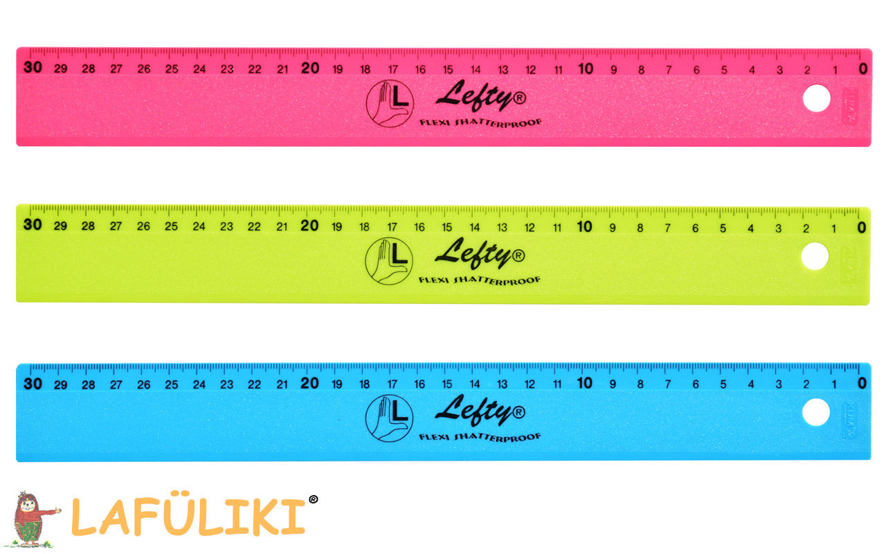 Lineal-fuer-Linkshander-30cm-Pop-hellblau-pink-hellgruen-lafueliki
