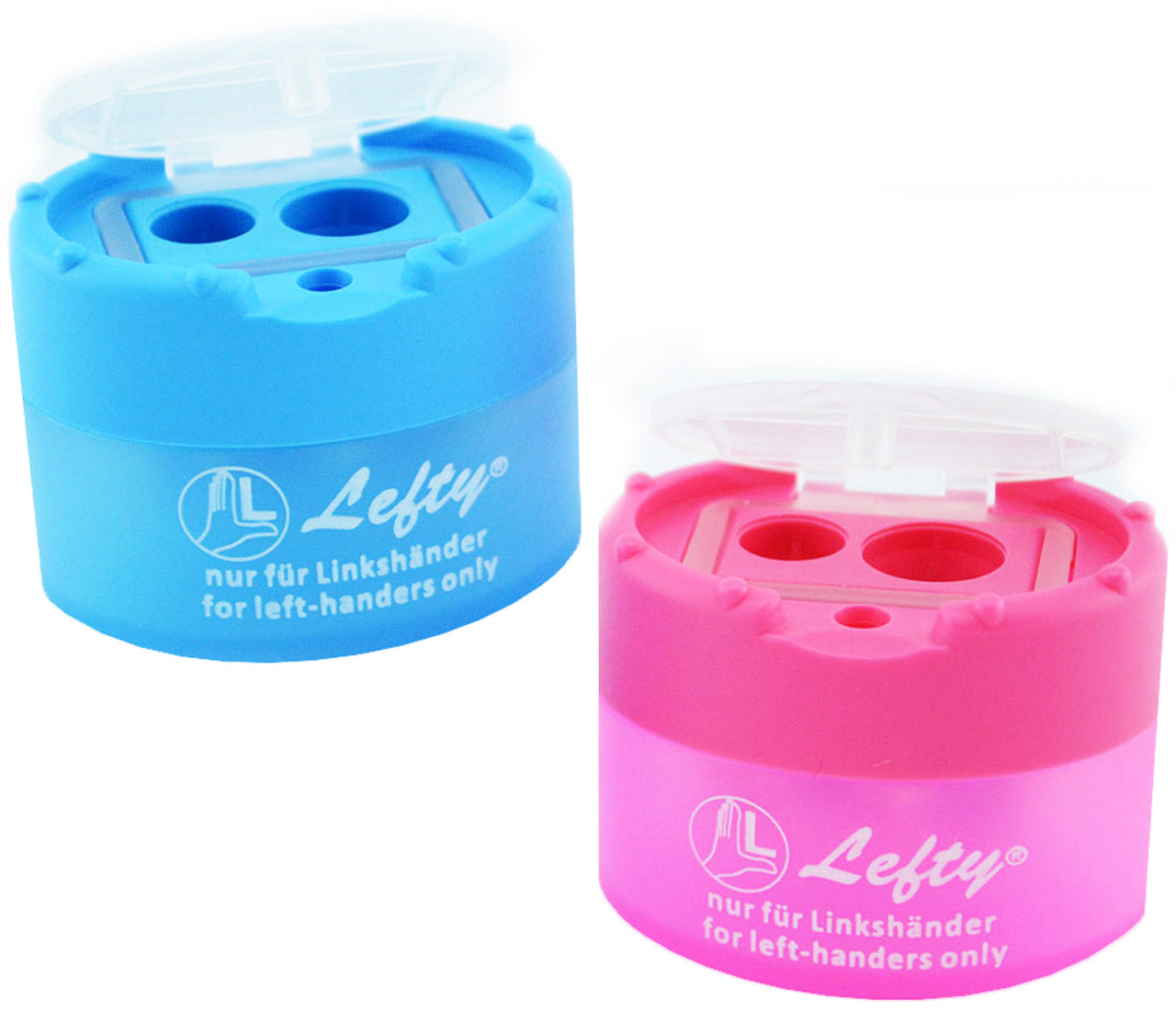 Spitzer für Linkshänder Click Clack in hellblau oder pink