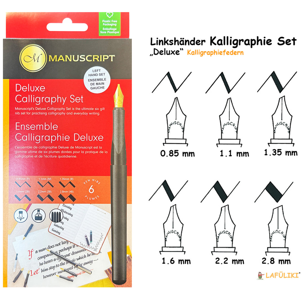 Linkshänder Kalligraphie Füllerset 6er