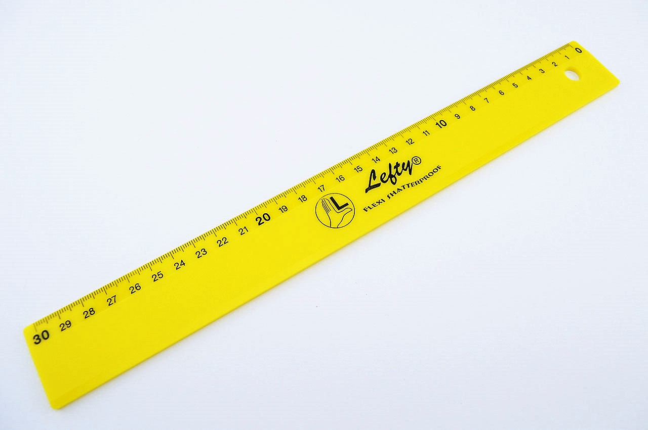 Linkshaender-Lineal-Kunststoff-Flexi-gelb