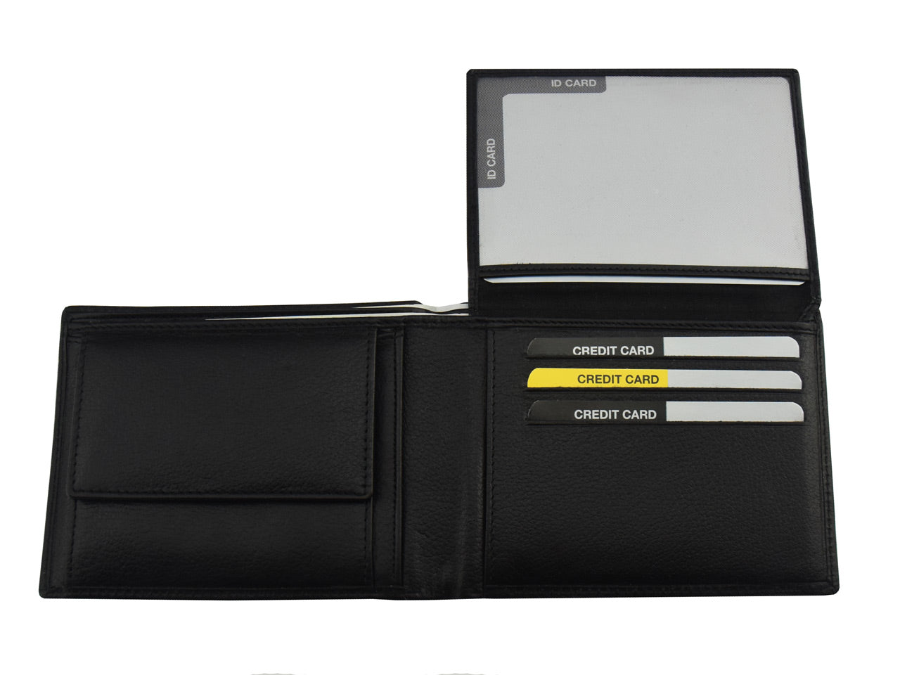 Linkshaender-Portmonnaie-Gelboerse-anicht-offen-2-Classic-schwarz-leder-lafueliki