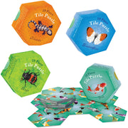 Logik-Hexagon-sechseck-Legepuzzle-19-Teile-Eidechse-Fisch-Schmetterling-Kaefer-lafueliki
