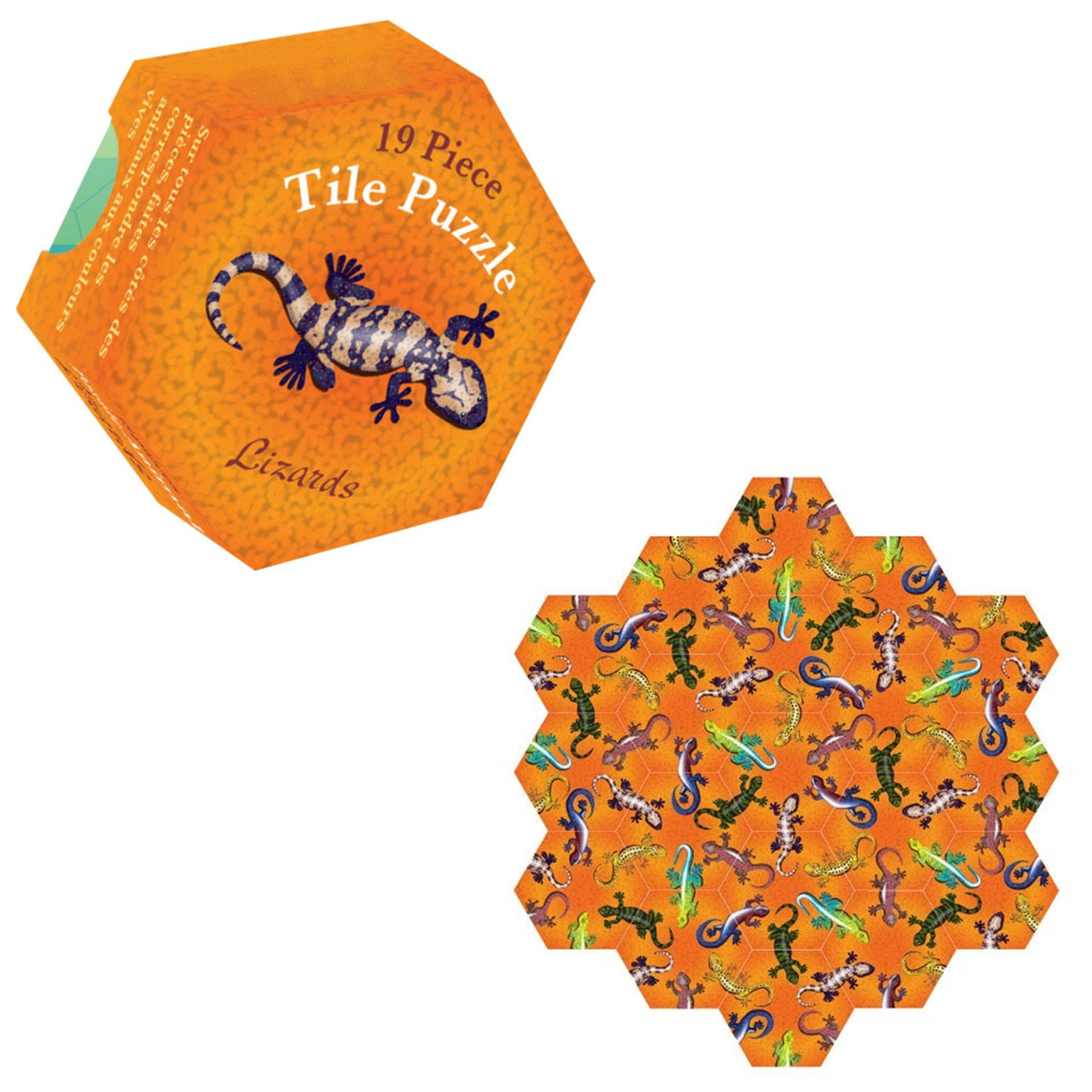 Logik-Hexagon-sechseck-Legepuzzle-19-Teile-Eidechsen-Puzzle-lafueliki