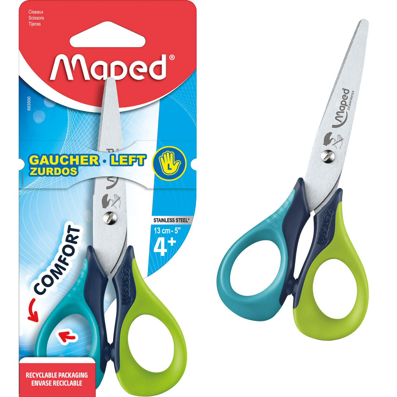 Maped-Kinder-Schere-13-cm-Sensoft-fuer-Linkshaender-Flexgrif-abgerundet-turkis-hellgruen-693500-online-kaufen-lafueliki