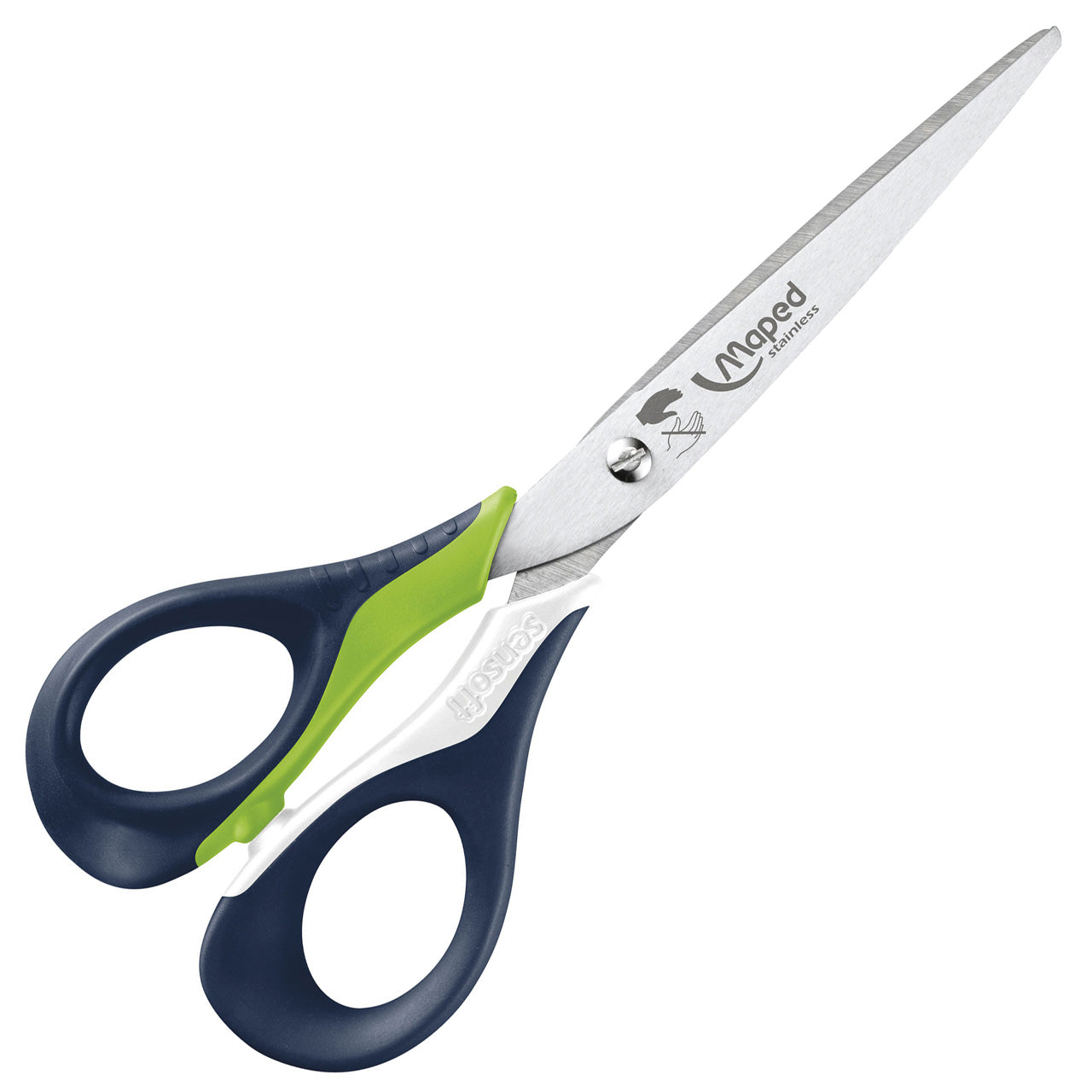 Maped-Linkshaender-Schere-16-cm-Sensoft-Flexgrif-spitz-gruen-696510-lafueliki