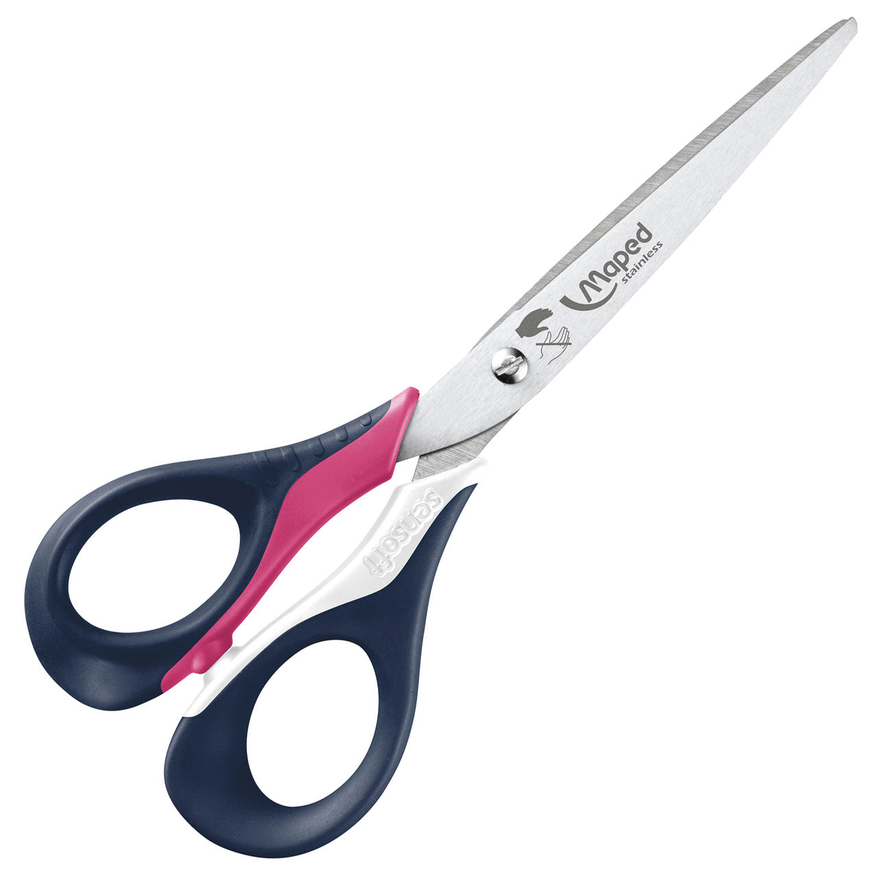 Maped-Linkshaender-Schere-16-cm-Sensoft-Flexgrif-spitz-pink-696510-lafueliki
