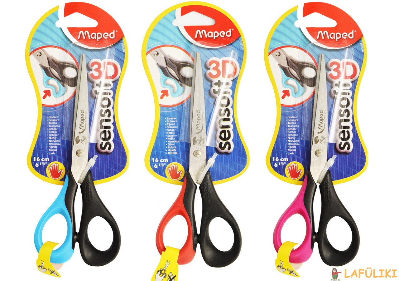 Maped-Linkshaender-Schere-Sensoft-3D-16cm-Flexgriffe-ovp-lafueliki