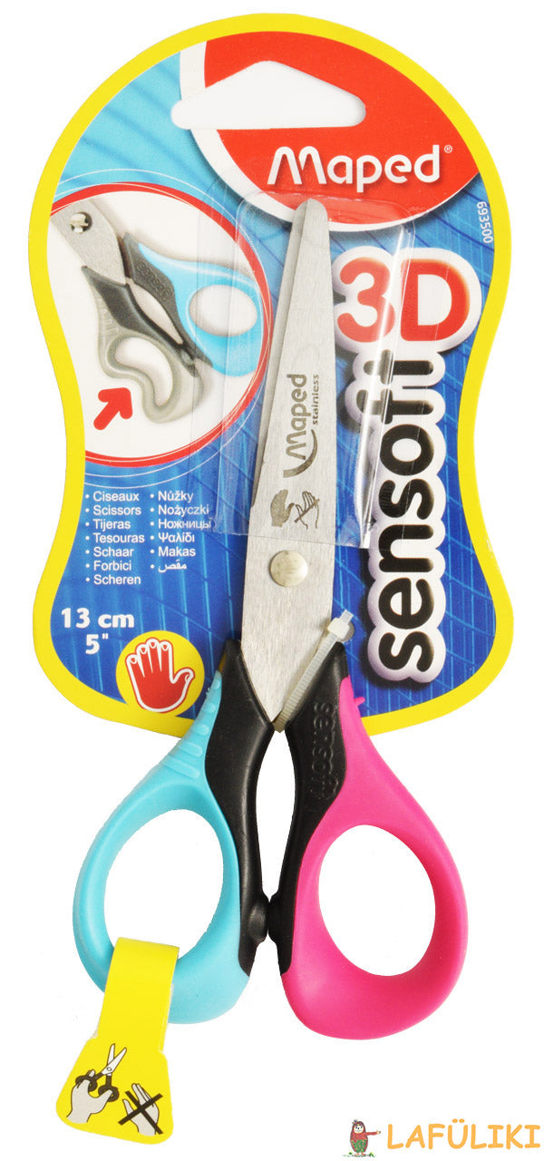 Maped-Linkshaender-Sensoft-Schere-Flexgriff-13cm-hellblau-pink