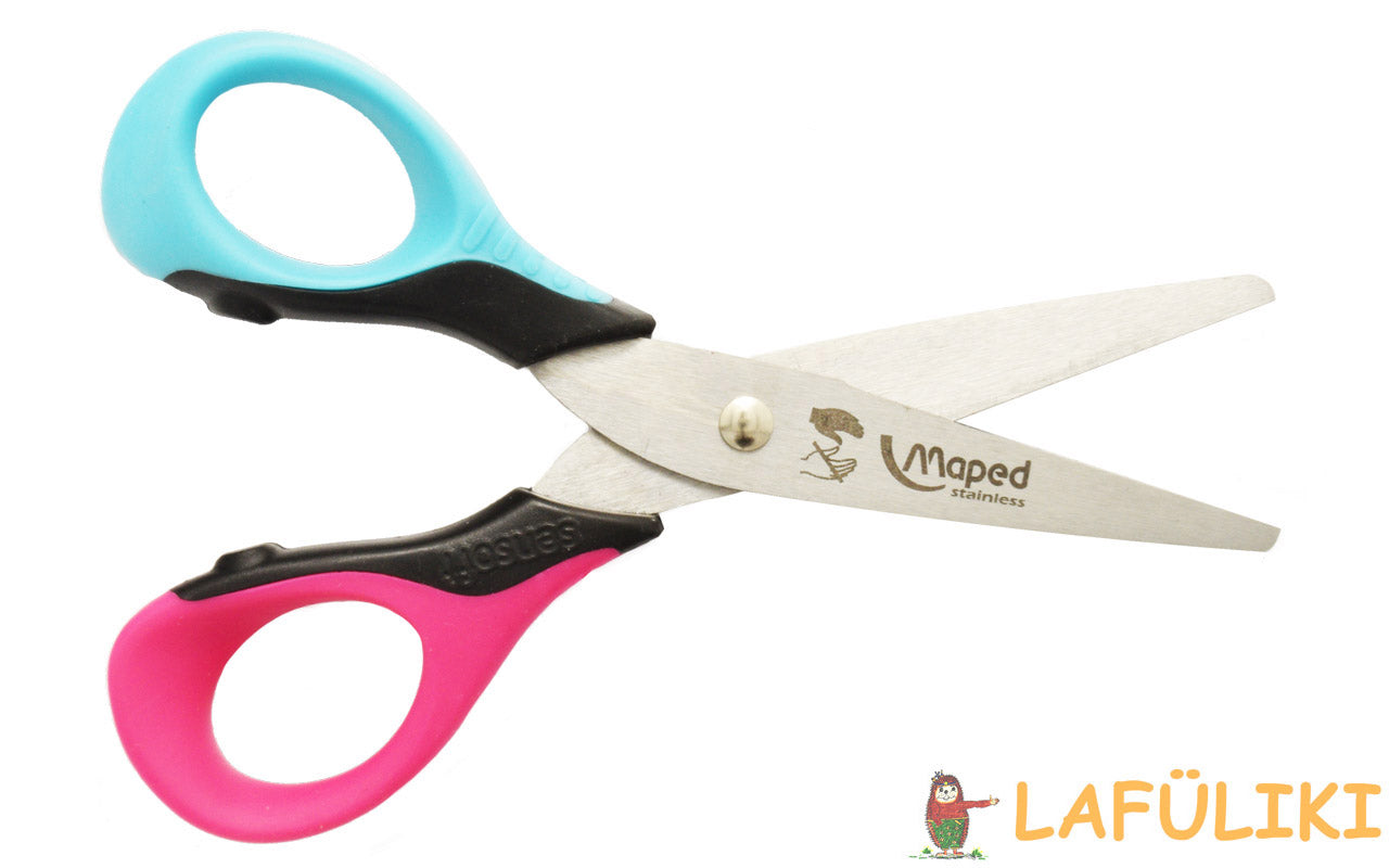 Maped-Linkshaender-Sensoft-Schere-Flexgriff-13cm-offen-pink