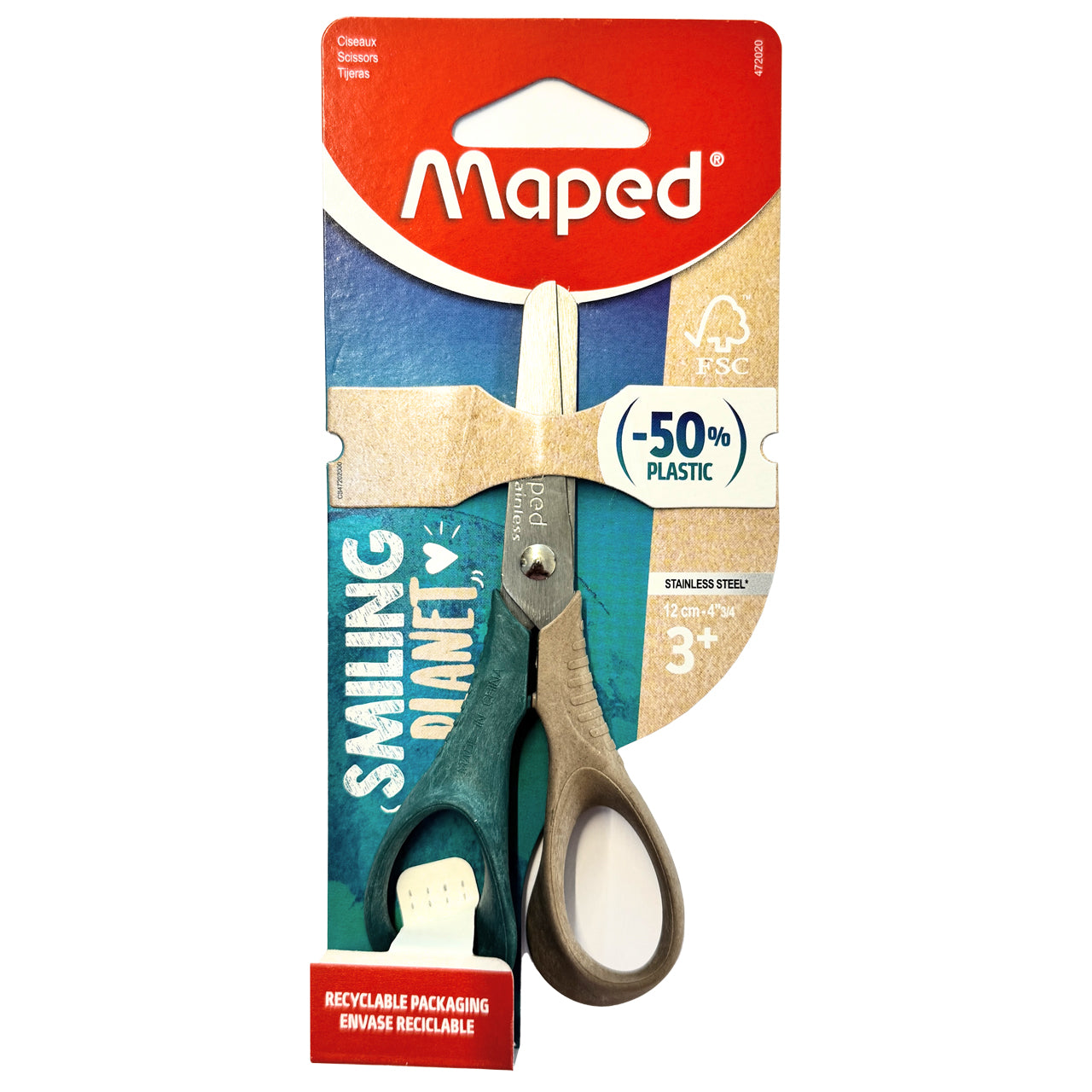 Maped-Rechtshaender-Vorschule-Bastelschere-rund-12cm-Smiling-Planet-OVP-472020-lafueliki