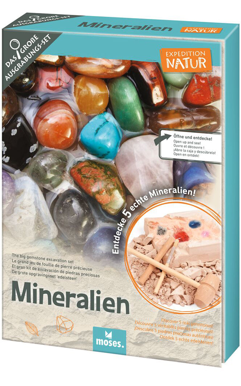 Moses-Verlag-Ausgrabungsset-fuer-Kinder-5-Edelsteine-Mineralien-9834-EXPEDITON-NATUR-gipsblock-kaufen-lafueliki