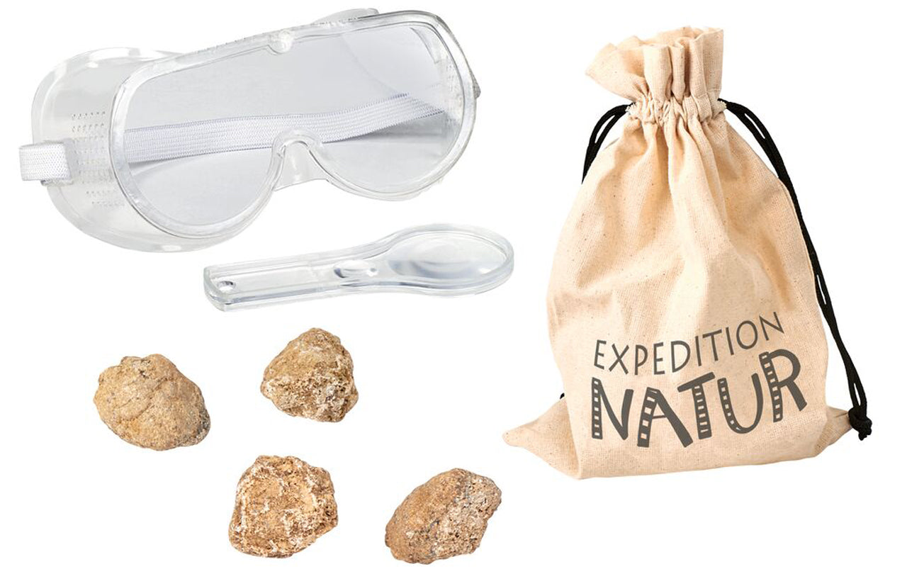 Moses-Verlag-Entdecker-Set-fuer-Kinder-4-Geoden-zum-aufbrechen-9833-EXPEDITON-NATUR-inhalt-schutzbruelle-lafueliki