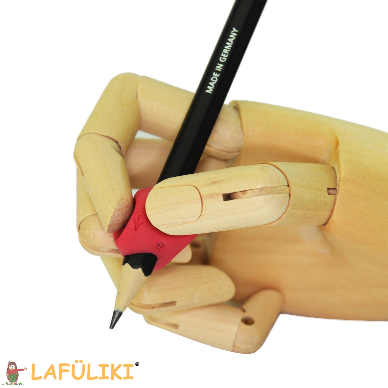 Muldenschreibhilfe-Stetro-kurz-rot-klein-stifthaltung-schreibhilfe-lafueliki