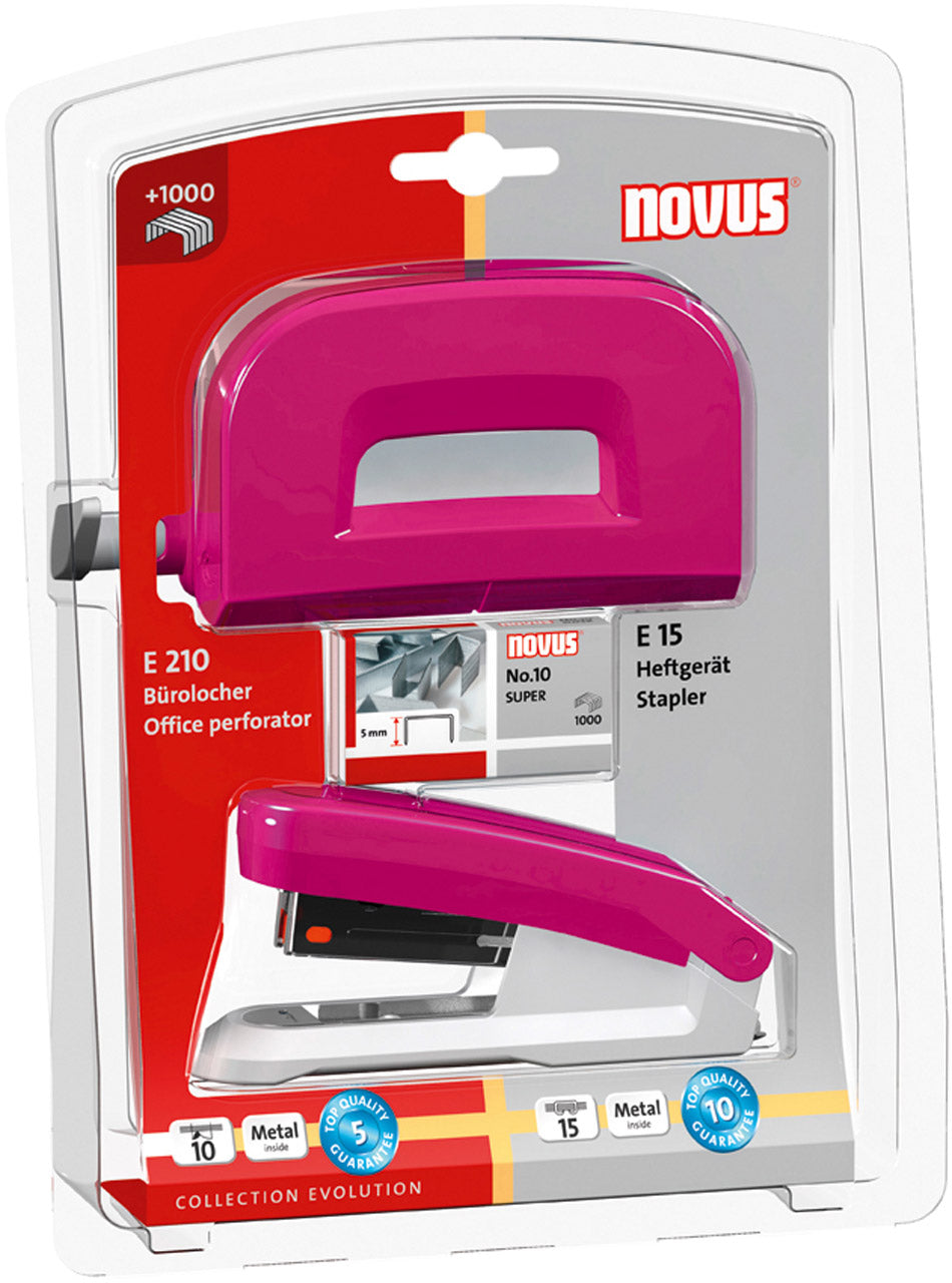 Novus-Locher-Tacker-Bueroset-Evolution-Twin-Set-E15-E210-pink
