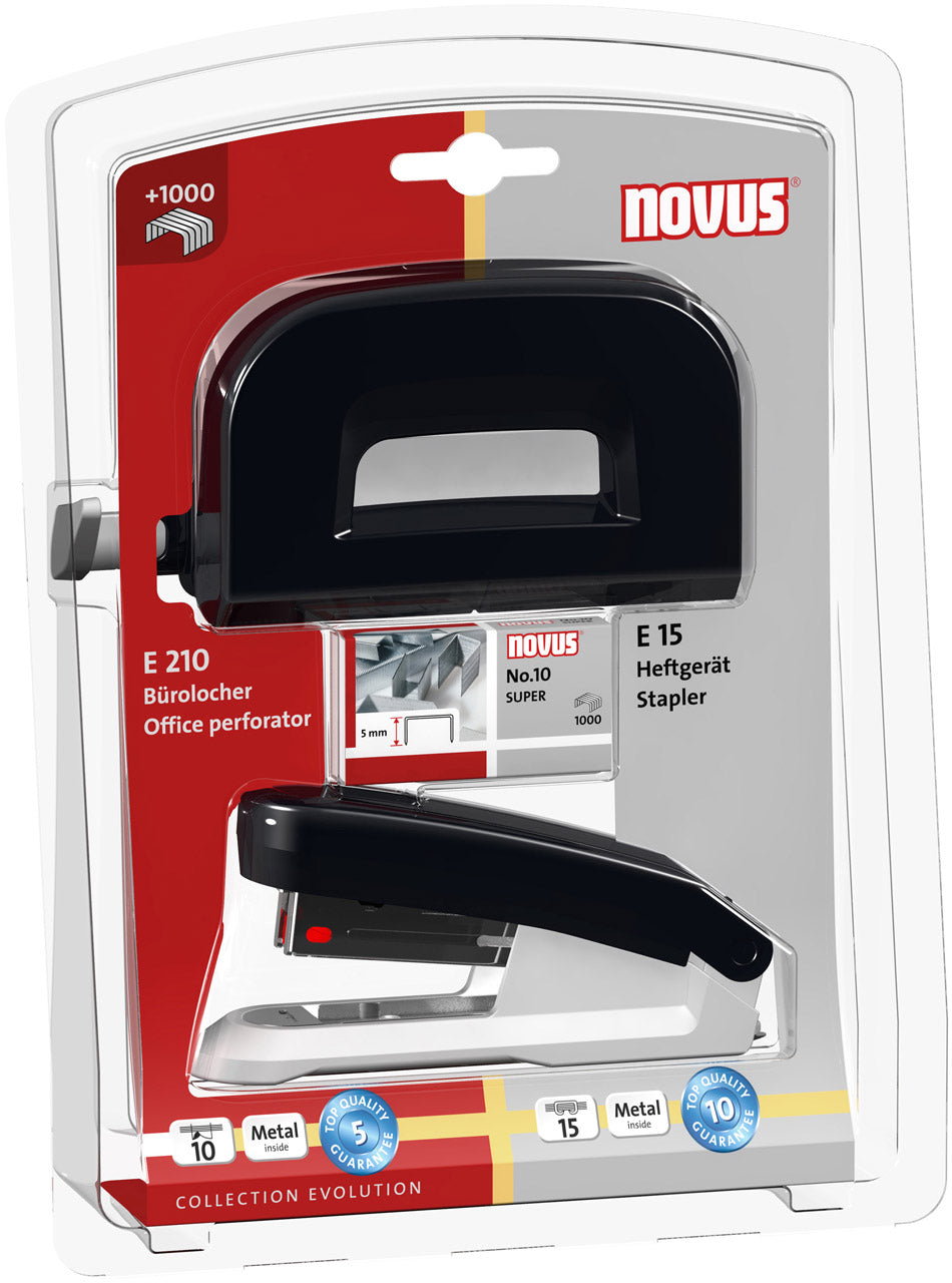 Novus-Locher-Tacker-Bueroset-Evolution-Twin-Set-E15-E210-schwarz