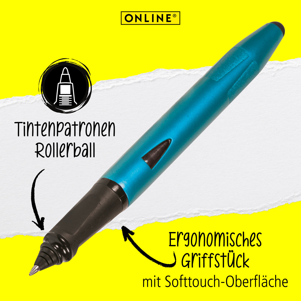 ONLINE-Switch-Plus-Tintenroller-mit-Stylus-Tip-26013-blau-Petrol-lafueliki