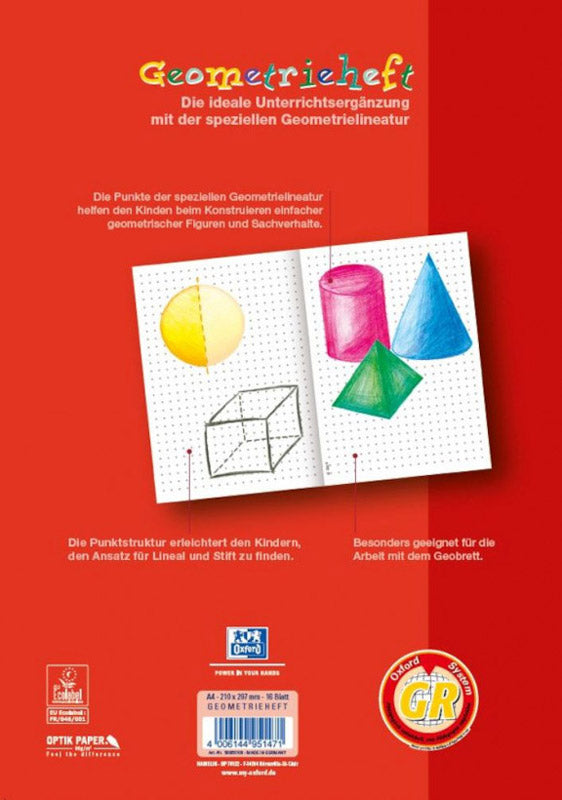 OXFORD-GEOMETRIEHEFT-A4-Lineatur-GR-Punkteraster-16-Blatt-rot-rueckseite-lafueliki