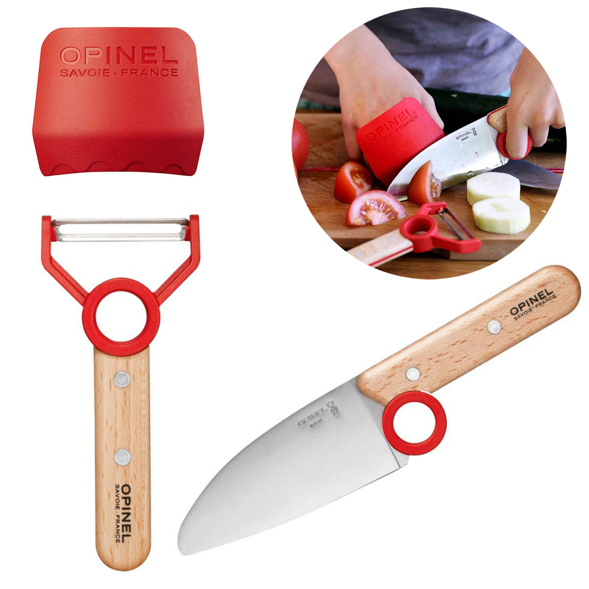 Opinel Kindermesser Le Petit Chef 3-tlg. Messer · Schäler · Schutz