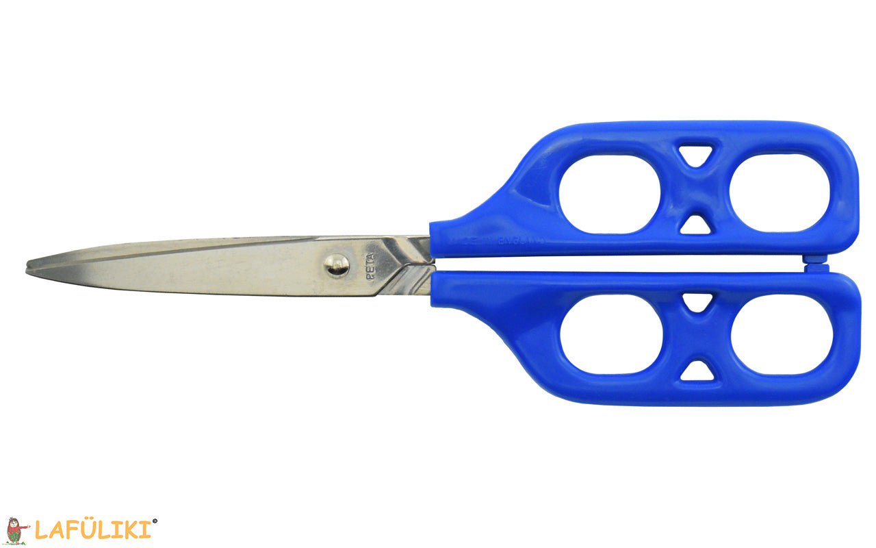 PETA-Lern-uebungs-schere-Rechtshaender-spitz-1084-blau-Doppelgriff-geschlossen-lafueliki