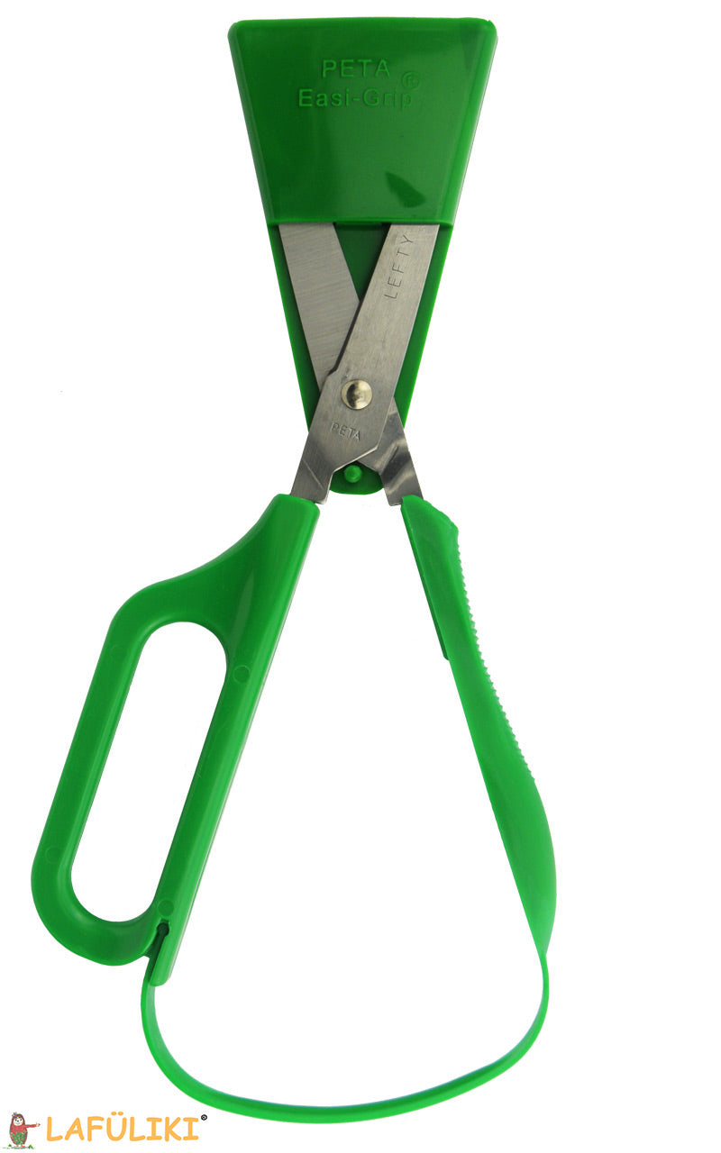 PETA-Linkshaender-Langaugen-Buegelschere-spitz-mit-schutzkappe-lafueliki