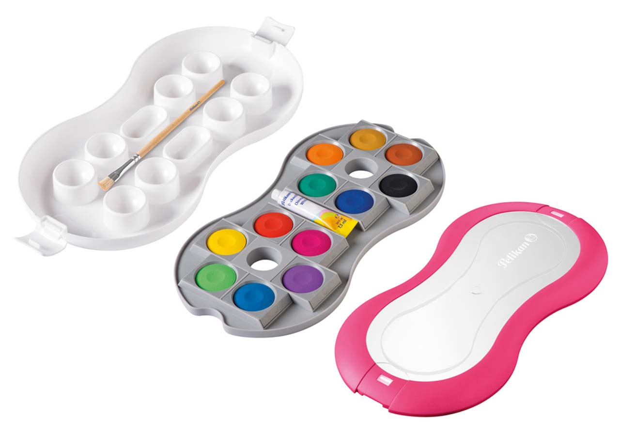 Pelikan-Deckfarbkasten-Space-12-pink-offen