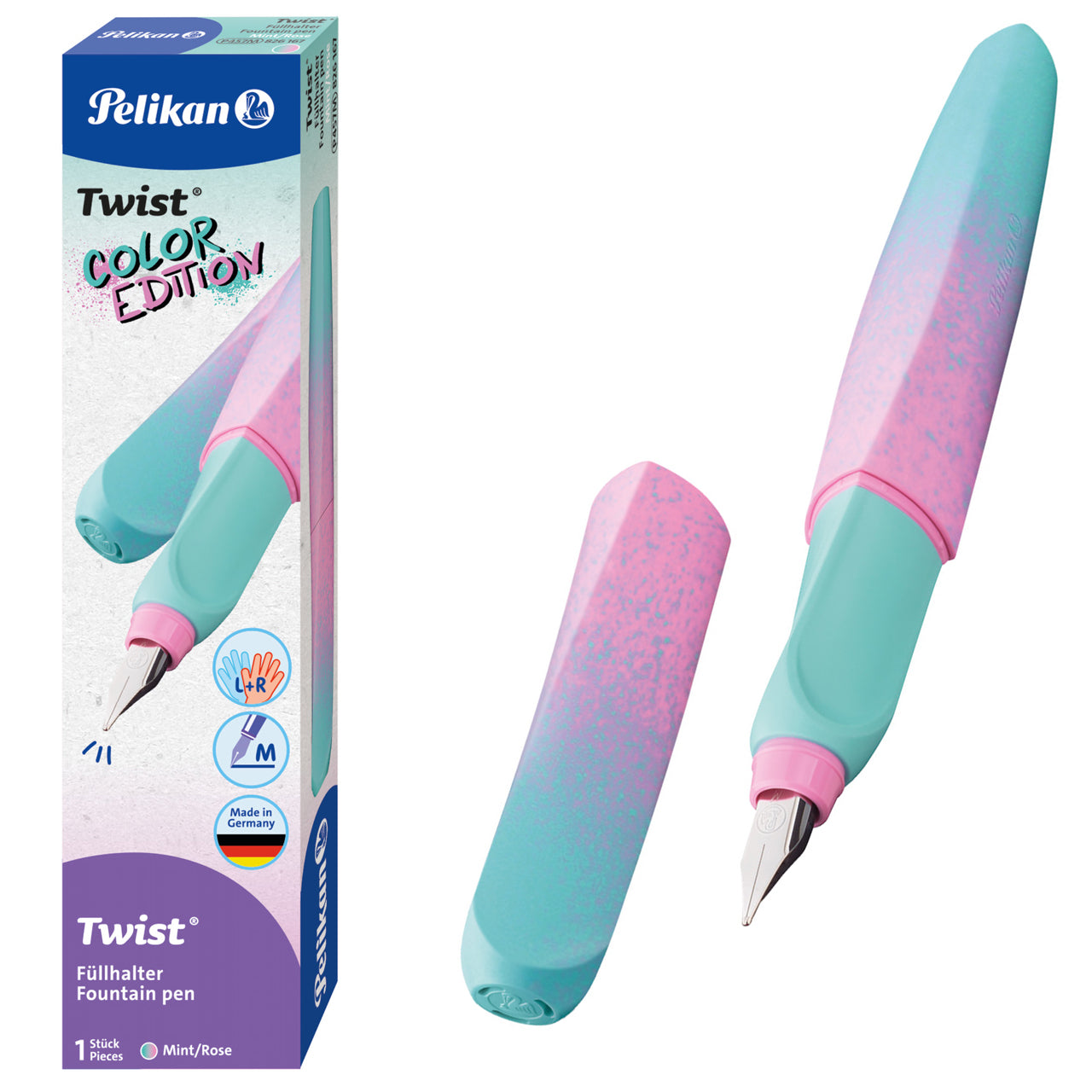Pelikan-Fueller-Twist-Color-Edition-M-Feder-mint-rose-linkshaender-Rechtshaender-kaufen-lafueliki
