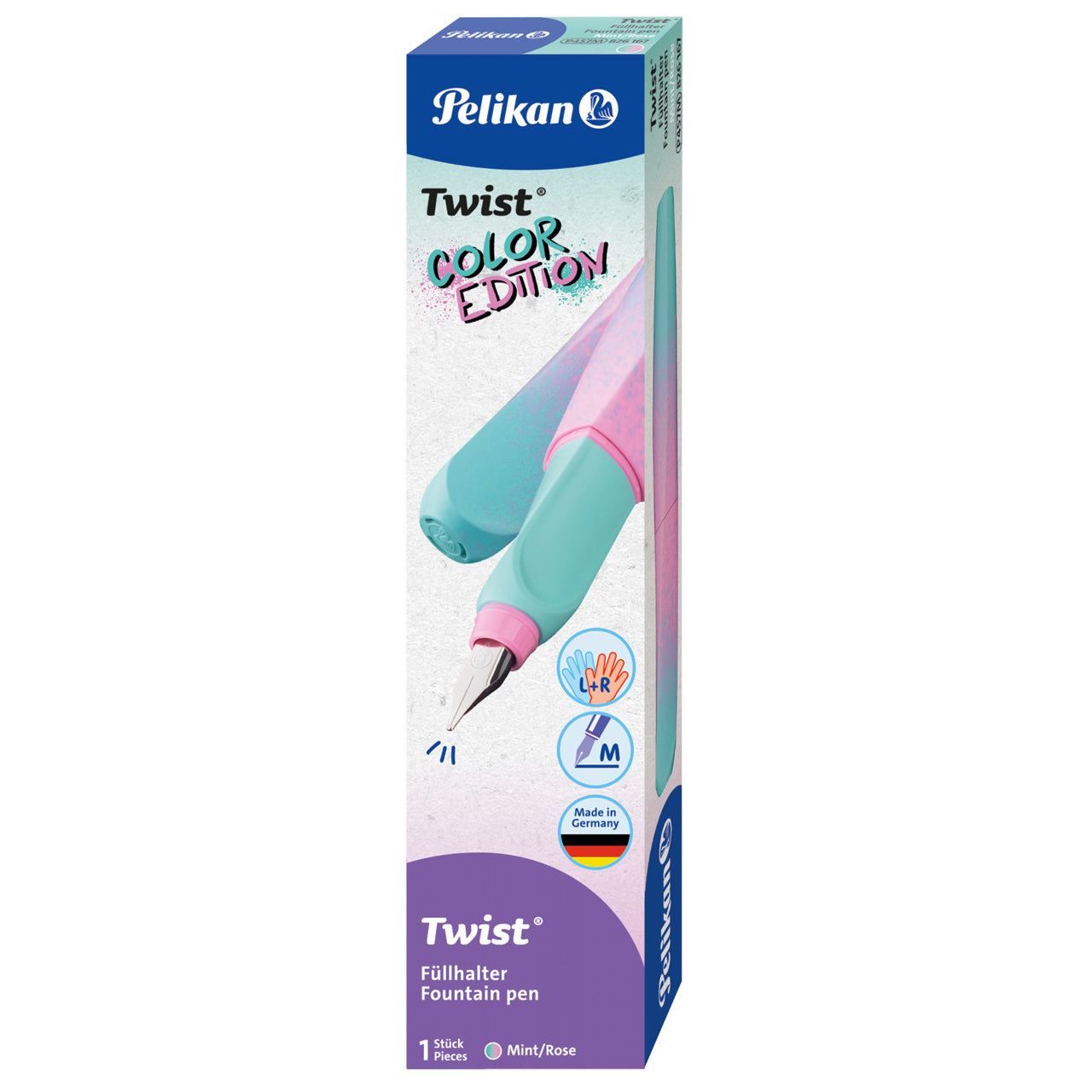 Pelikan-Fueller-Twist-Color-Edition-M-Feder-mint-rose-linkshaender-Rechtshaender-ovp-lafueliki