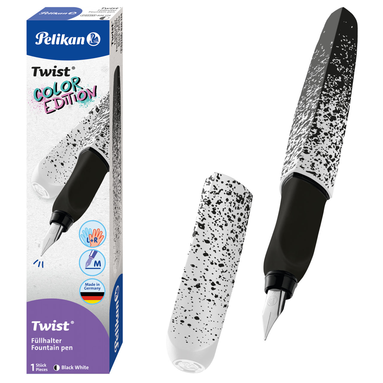 Pelikan-Fueller-Twist-Color-Edition-M-Feder-schwarz-weiss-linkshaender-Rechtshaender-kaufen-lafueliki