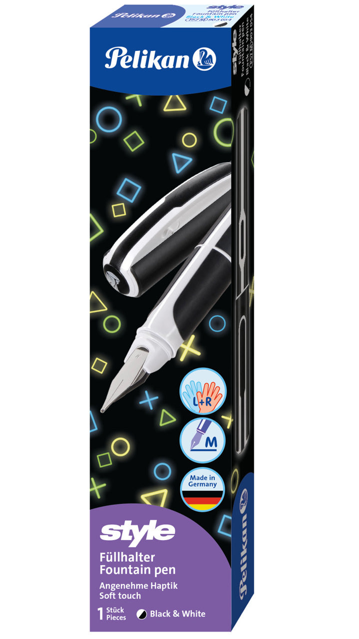 Pelikan-Fuellhalter-style-schwarz-weiss-8941-Schul-fueller-ovp-lafueliki