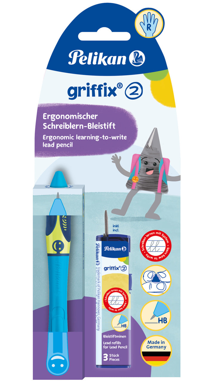 Pelikan-Griffix-Bleistift-Rechtshaender-Neon-FreshBlue-ovp-820547-Schreiblern-Stift-lafueliki