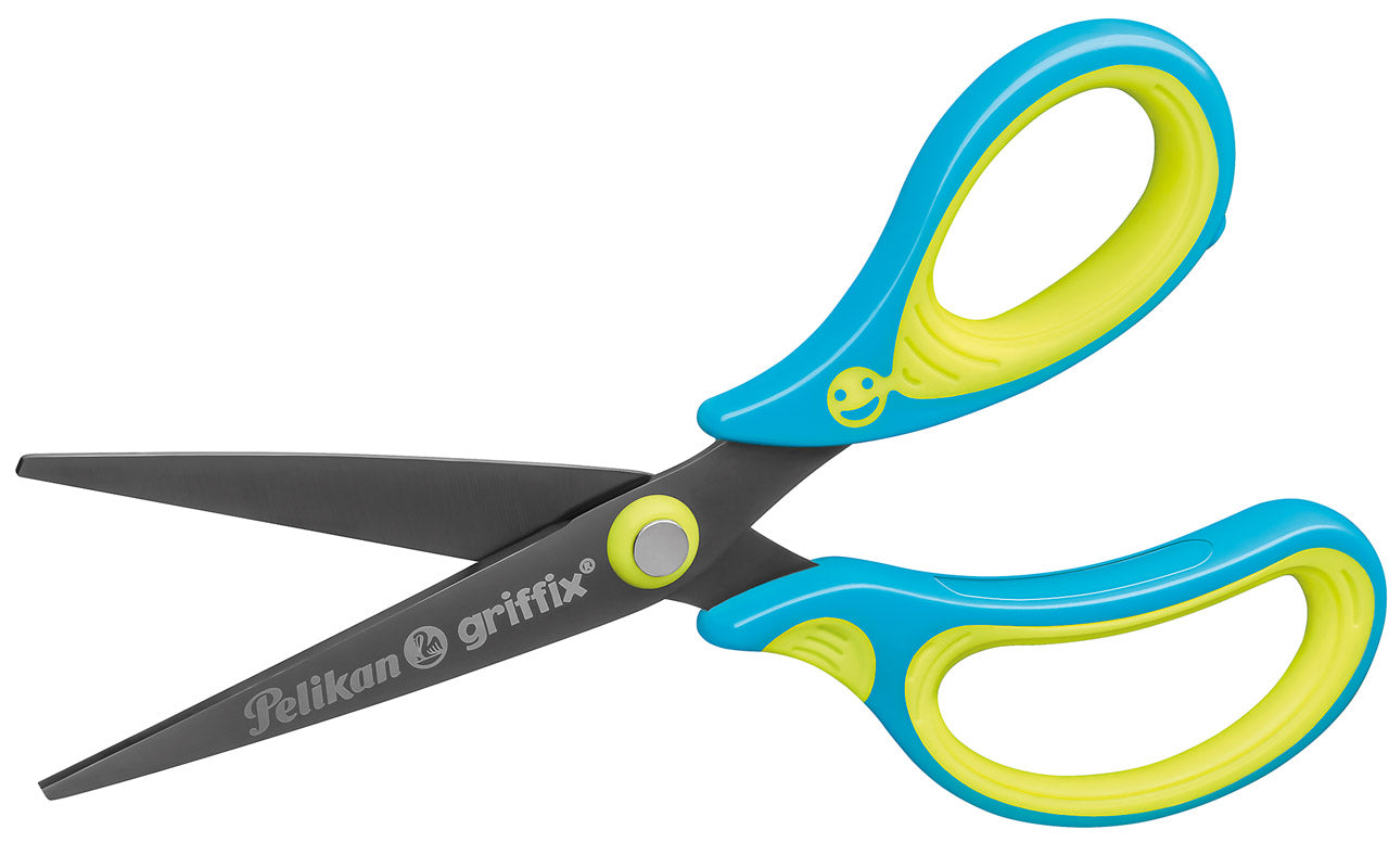 Pelikan-Griffix-Schere-Spitz-Rechtshaender-gruen-blau-dyn