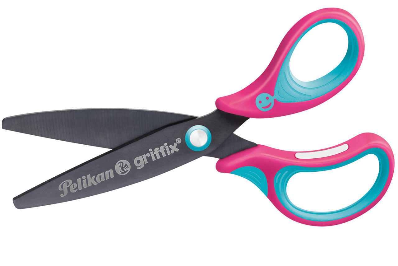 Pelikan-Griffix-Schulschere-fuer-Rechtshaender-rund-Lovely-pink-Schere-offen-819114-lafueliki