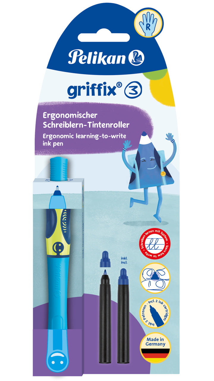Pelikan-Griffix-Tintenroller-Rechtshaender-Neon-Fresh-Blue-ovp-820479-tintenschreiber-lafueliki