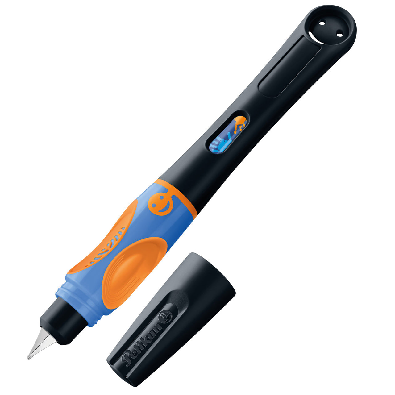 Das Bild zeigt Pelikan Griffix Füller für Rechtshänder in der Farbe Neon Black - schwarz.