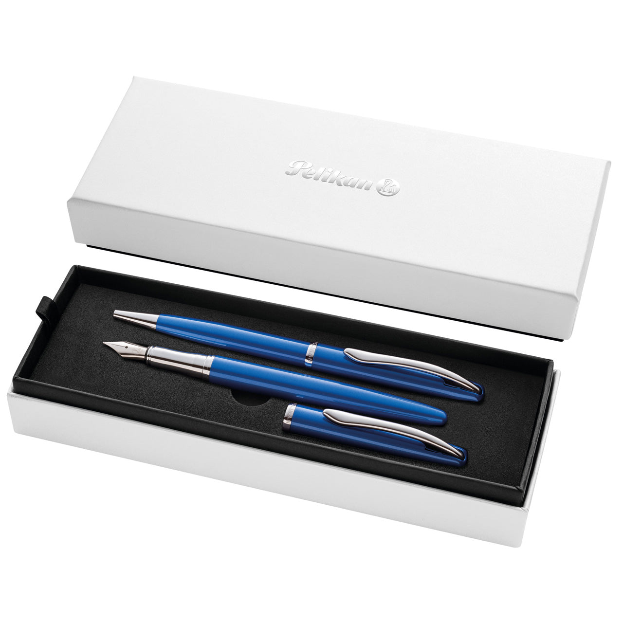 Pelikan-Jazz-Noble-Elegance-blau-Set-Fuellhalter-und-Kugelschreiber-im-Etui-offen-online-kaufen-lafueliki