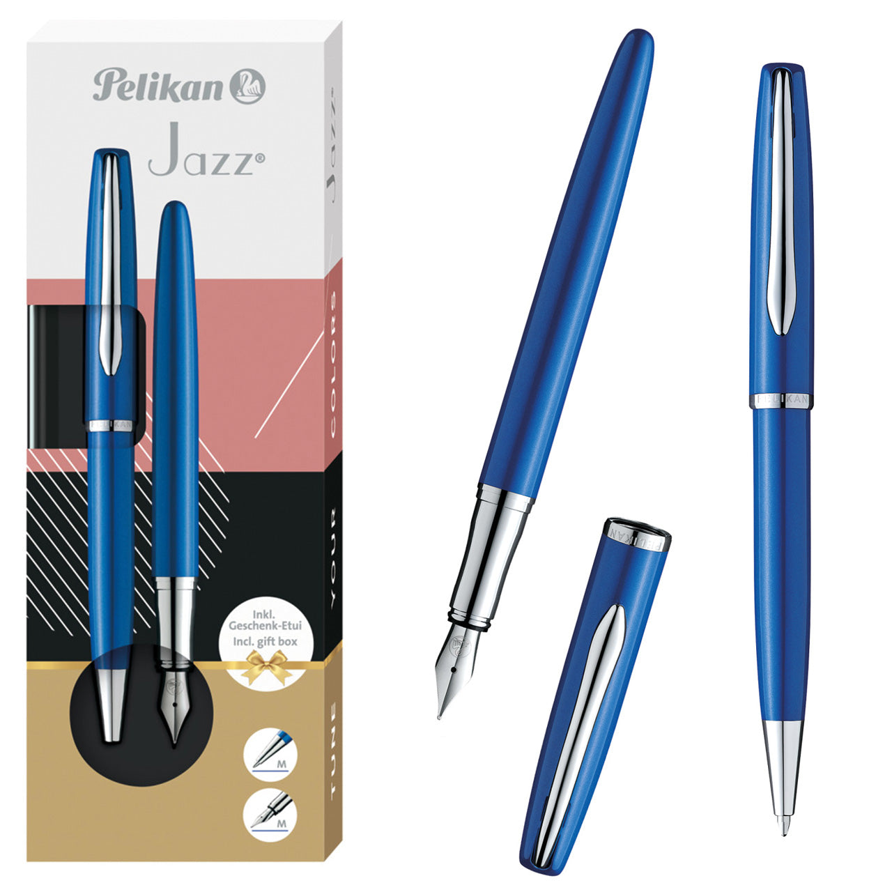 Pelikan-Jazz-Noble-Elegance-blau-Set-Fuellhalter-und-Kugelschreiber-im-Etui-online-kaufen-lafueliki