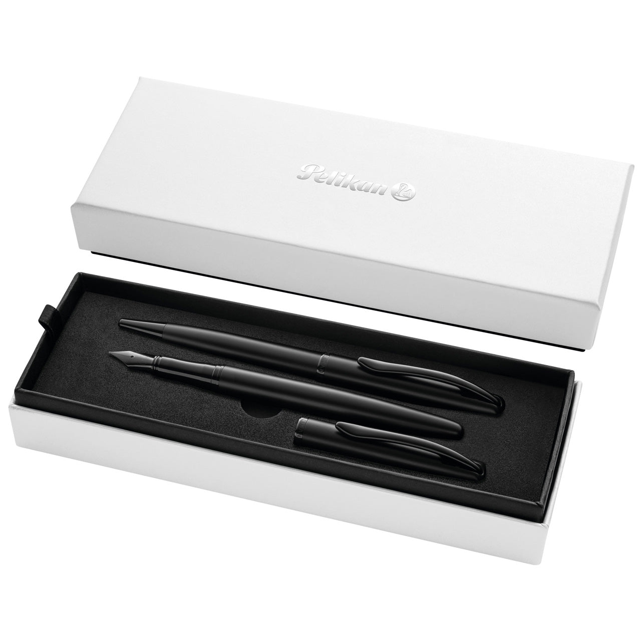 Pelikan-Jazz-Noble-Elegance-carbon-black-Set-Fuellhalter-und-Kugelschreiber-im-Etui-offen-online-kaufen-lafueliki